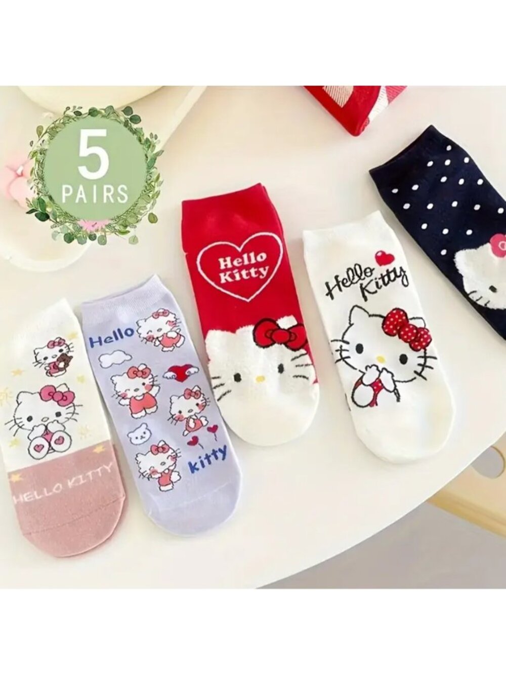 Hello Kitty 5 Pair Socks Bundle Kawaii Ankle Socks